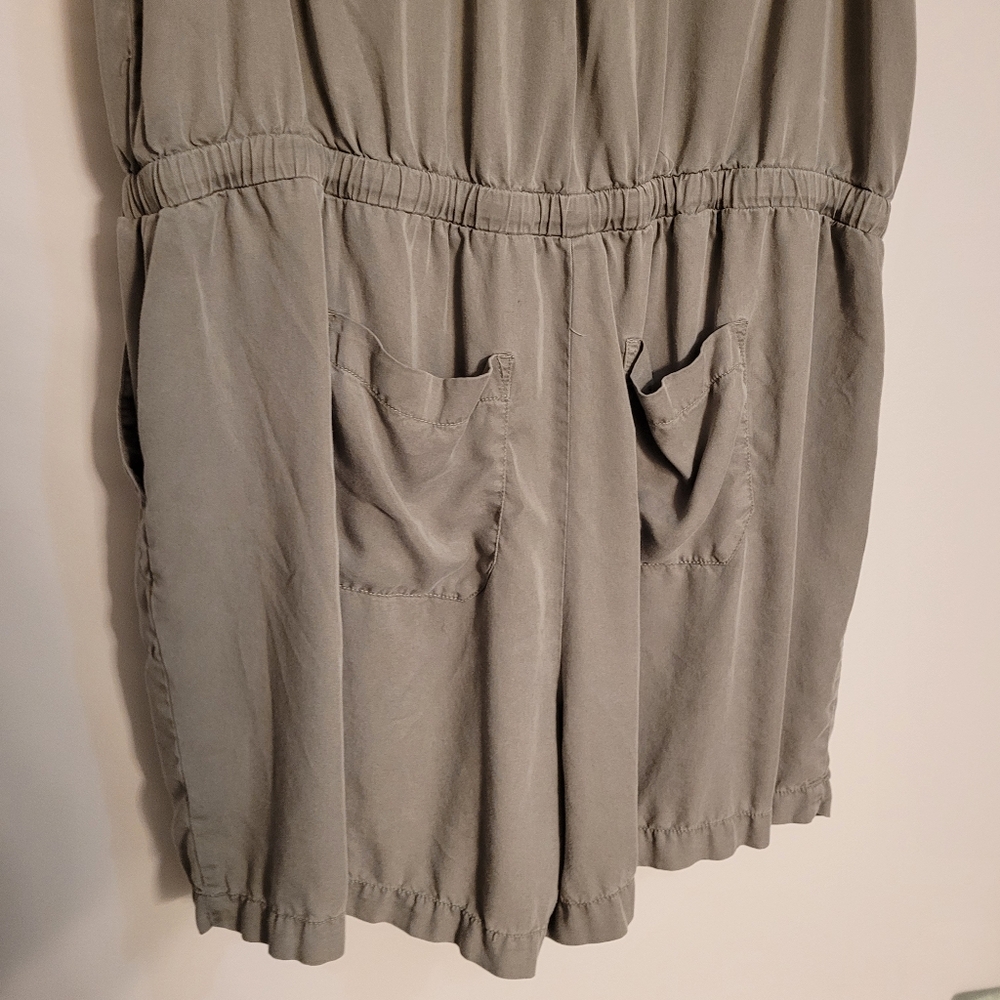 A.N.A. Sleeveless Button Down Belted Shorts Romper Sage Green 1X - Picture 10 of 13